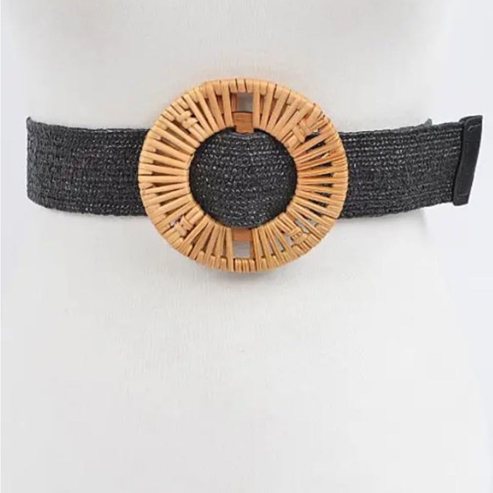 Black circle Rattan Belt S/M